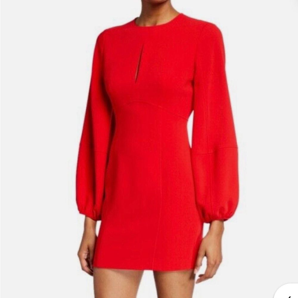 Cinq a Sept Red Sheath Dress with Bishop Sleeves